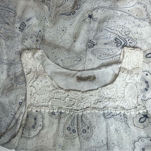 Marina Gigli Women Top Large White Paisley Floral Tank Silk Made in Italy - Picture 7 of 11